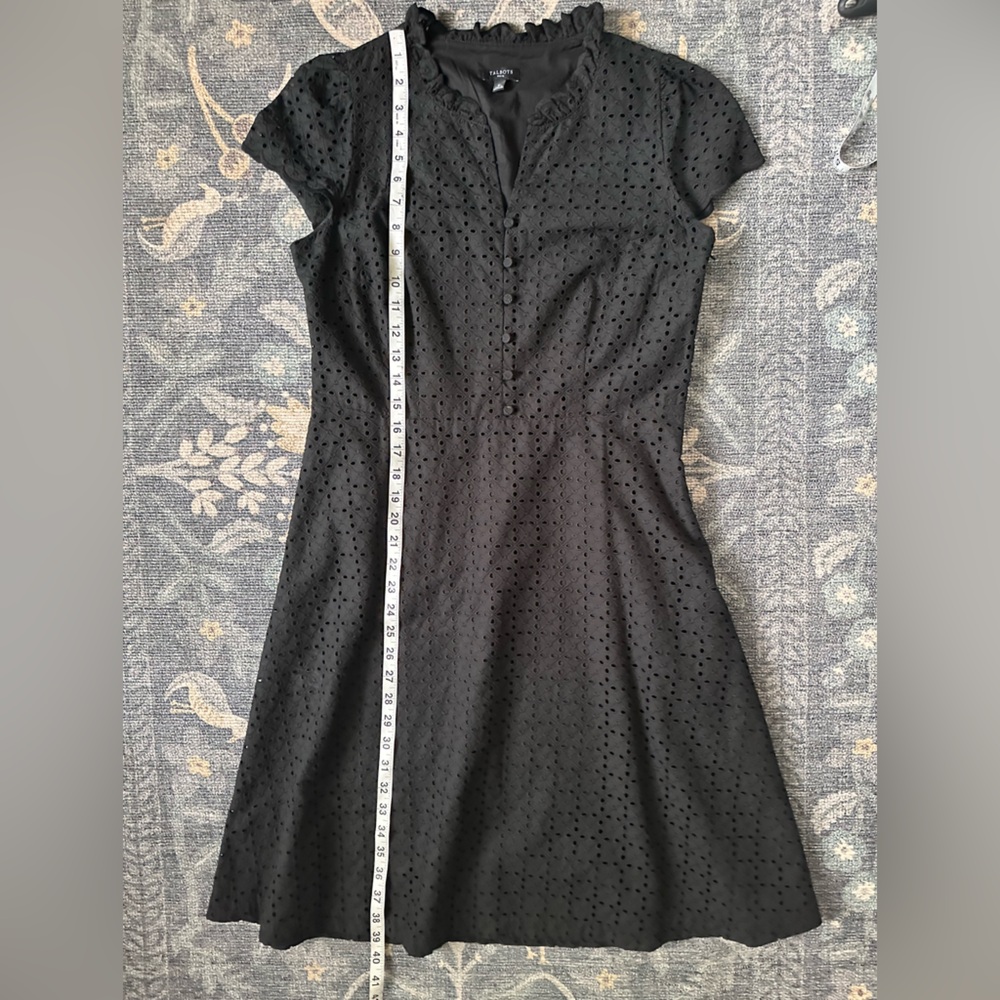 Talbots Black Eyelet Midi Dress with Button Accents - Picture 5 of 6